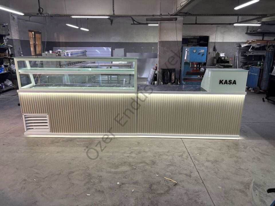 4 Metre Granit Tezgahlı Çiğköfte Seti | Krem Dekor