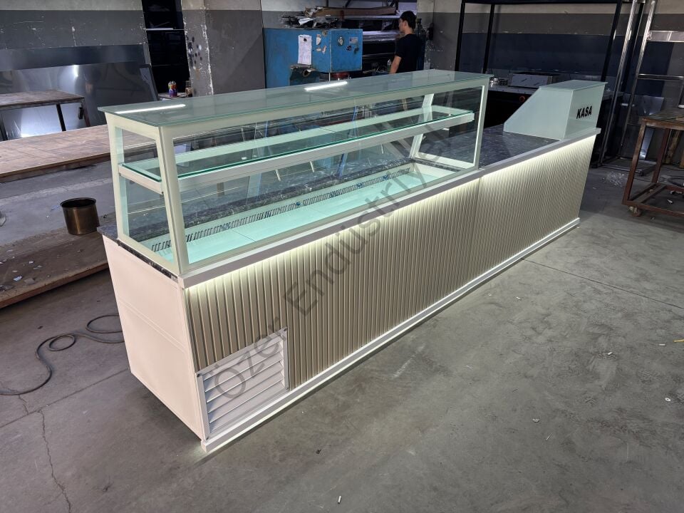4 Metre Granit Tezgahlı Çiğköfte Seti | Krem Dekor