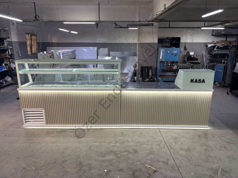4 Metre Granit Tezgahlı Çiğköfte Seti | Krem Dekor