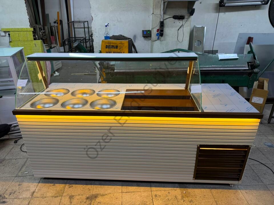 250 Cm Sosluklu Waffle Tezgahı | Kasa Bankolu