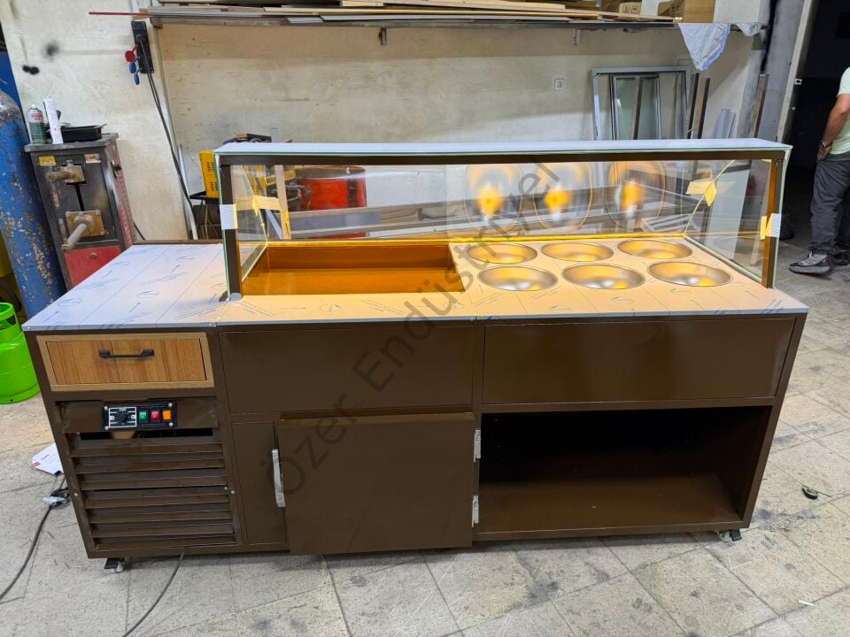250 Cm Sosluklu Waffle Tezgahı | Kasa Bankolu