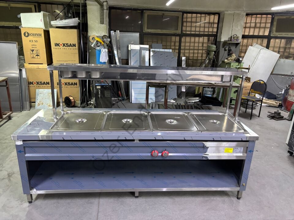 250 cm Doğalgazlı 4 Göz Sıcak Benmari Tezgahı