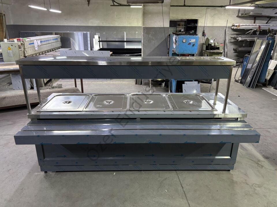 250 cm Doğalgazlı 4 Göz Sıcak Benmari Tezgahı